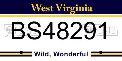 BS48291 West Virginia License Plate