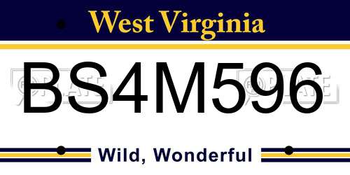 BS4M596 West Virginia License Plate