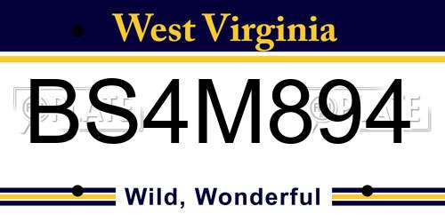 BS4M894 West Virginia License Plate