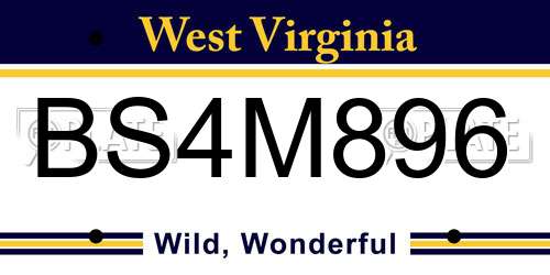 BS4M896 West Virginia License Plate