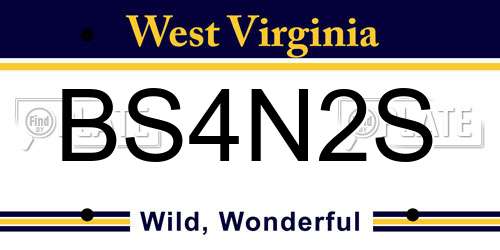 BS4N2S West Virginia License Plate