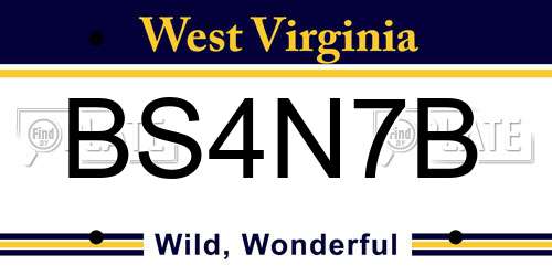 BS4N7B West Virginia License Plate