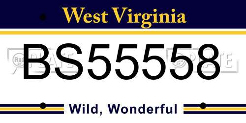 BS55558 West Virginia License Plate