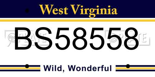 BS58558 West Virginia License Plate