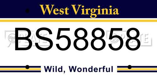 BS58858 West Virginia License Plate