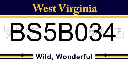 BS5B034 West Virginia License Plate