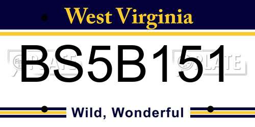 BS5B151 West Virginia License Plate