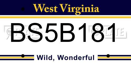BS5B181 West Virginia License Plate