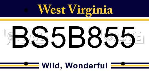 BS5B855 West Virginia License Plate