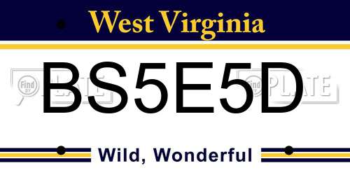BS5E5D West Virginia License Plate
