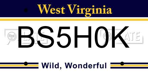 BS5H0K West Virginia License Plate