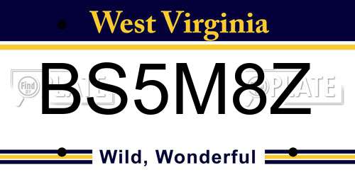 BS5M8Z West Virginia License Plate