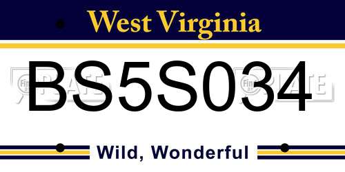 BS5S034 West Virginia License Plate