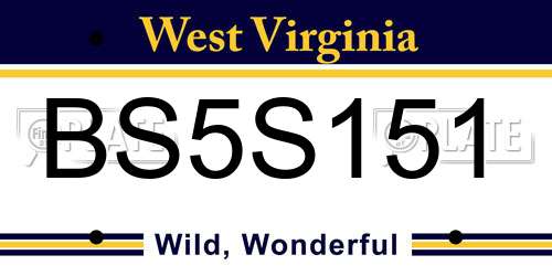 BS5S151 West Virginia License Plate