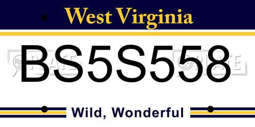 BS5S558 West Virginia License Plate