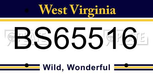 BS65516 West Virginia License Plate