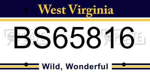 BS65816 West Virginia License Plate