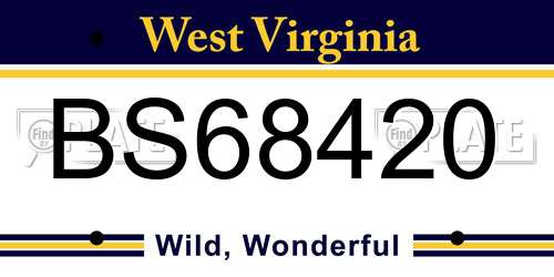 BS68420 West Virginia License Plate
