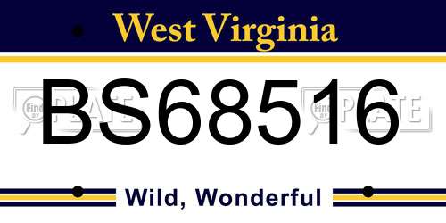 BS68516 West Virginia License Plate