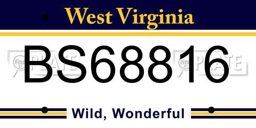 BS68816 West Virginia License Plate