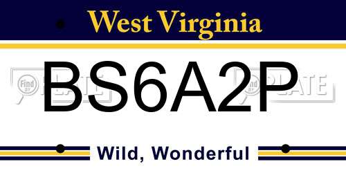 BS6A2P West Virginia License Plate