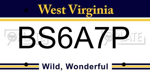 BS6A7P West Virginia License Plate