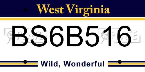 BS6B516 West Virginia License Plate