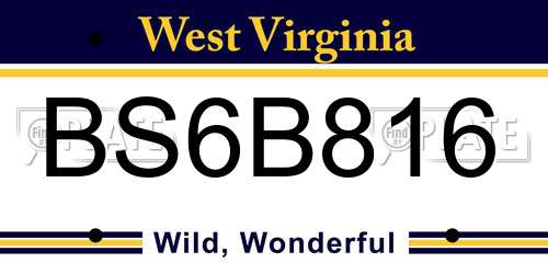 BS6B816 West Virginia License Plate