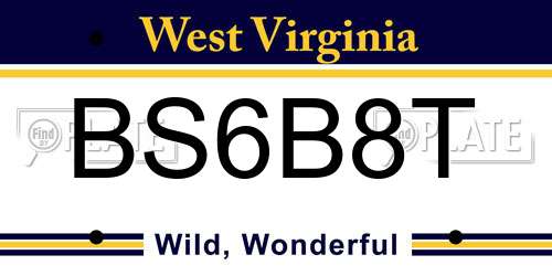 BS6B8T West Virginia License Plate