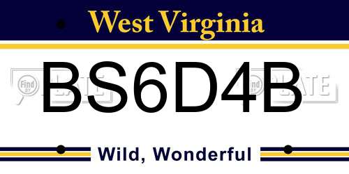 BS6D4B West Virginia License Plate