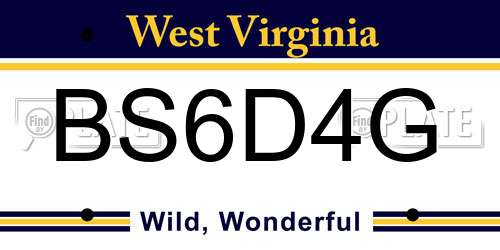 BS6D4G West Virginia License Plate