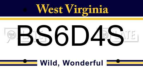 BS6D4S West Virginia License Plate