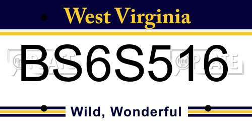 BS6S516 West Virginia License Plate