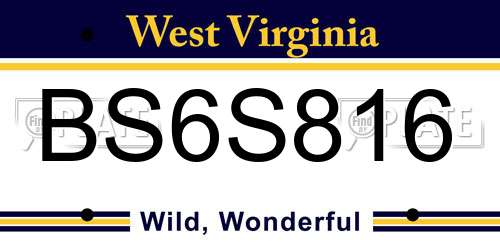 BS6S816 West Virginia License Plate