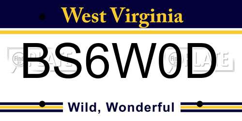 BS6W0D West Virginia License Plate