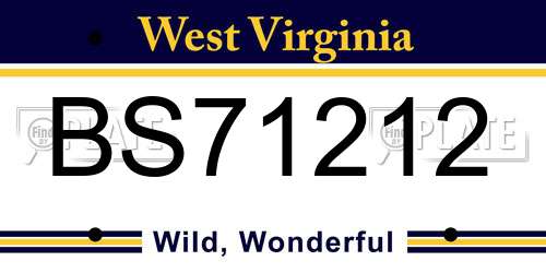 BS71212 West Virginia License Plate