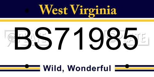 BS71985 West Virginia License Plate