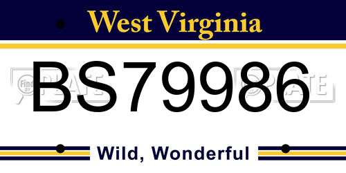 BS79986 West Virginia License Plate