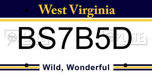 BS7B5D West Virginia License Plate
