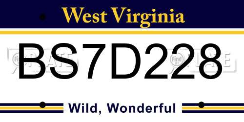 BS7D228 West Virginia License Plate