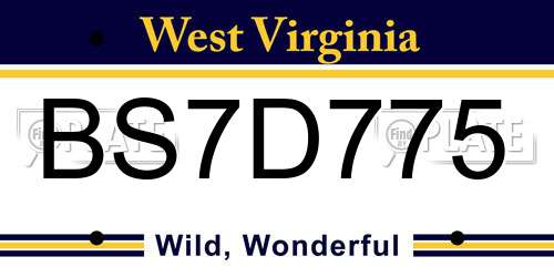 BS7D775 West Virginia License Plate