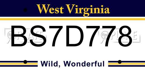 BS7D778 West Virginia License Plate