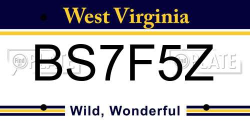 BS7F5Z West Virginia License Plate