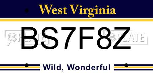 BS7F8Z West Virginia License Plate