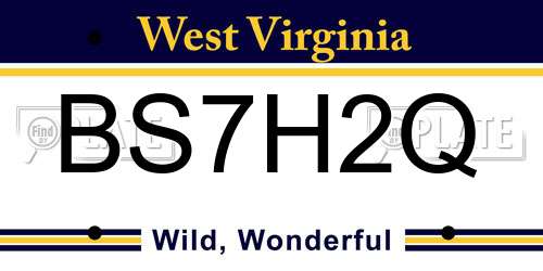 BS7H2Q West Virginia License Plate