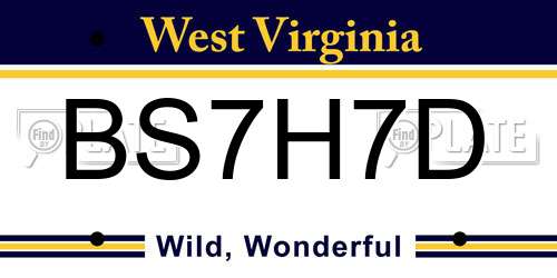 BS7H7D West Virginia License Plate