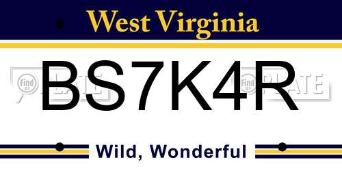 BS7K4R West Virginia License Plate