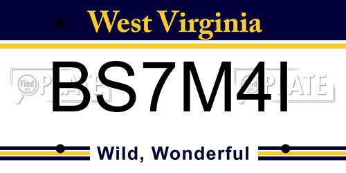 BS7M4I West Virginia License Plate