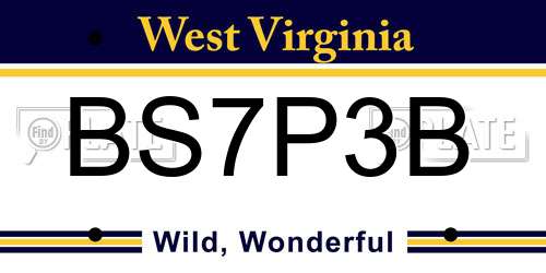 BS7P3B West Virginia License Plate