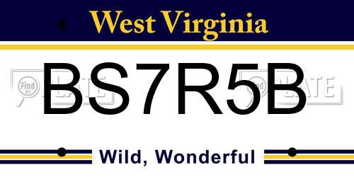 BS7R5B West Virginia License Plate